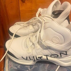 Louis Vuitton White and Black High-Top Sneakers